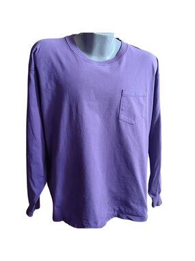 Vintage T-shirt Large 90's L.L. Bean Purple LS Pocket Russell Athletic Cotton